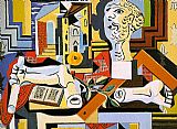 Pablo Picasso Canvas Paintings - Studio with Plaster Head